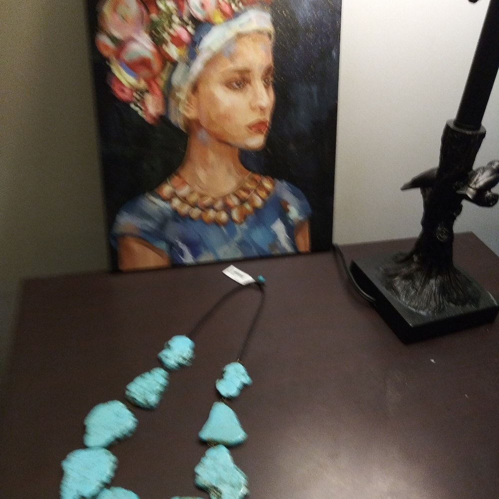 New - Stunning Turquoise Slab Statement Necklace